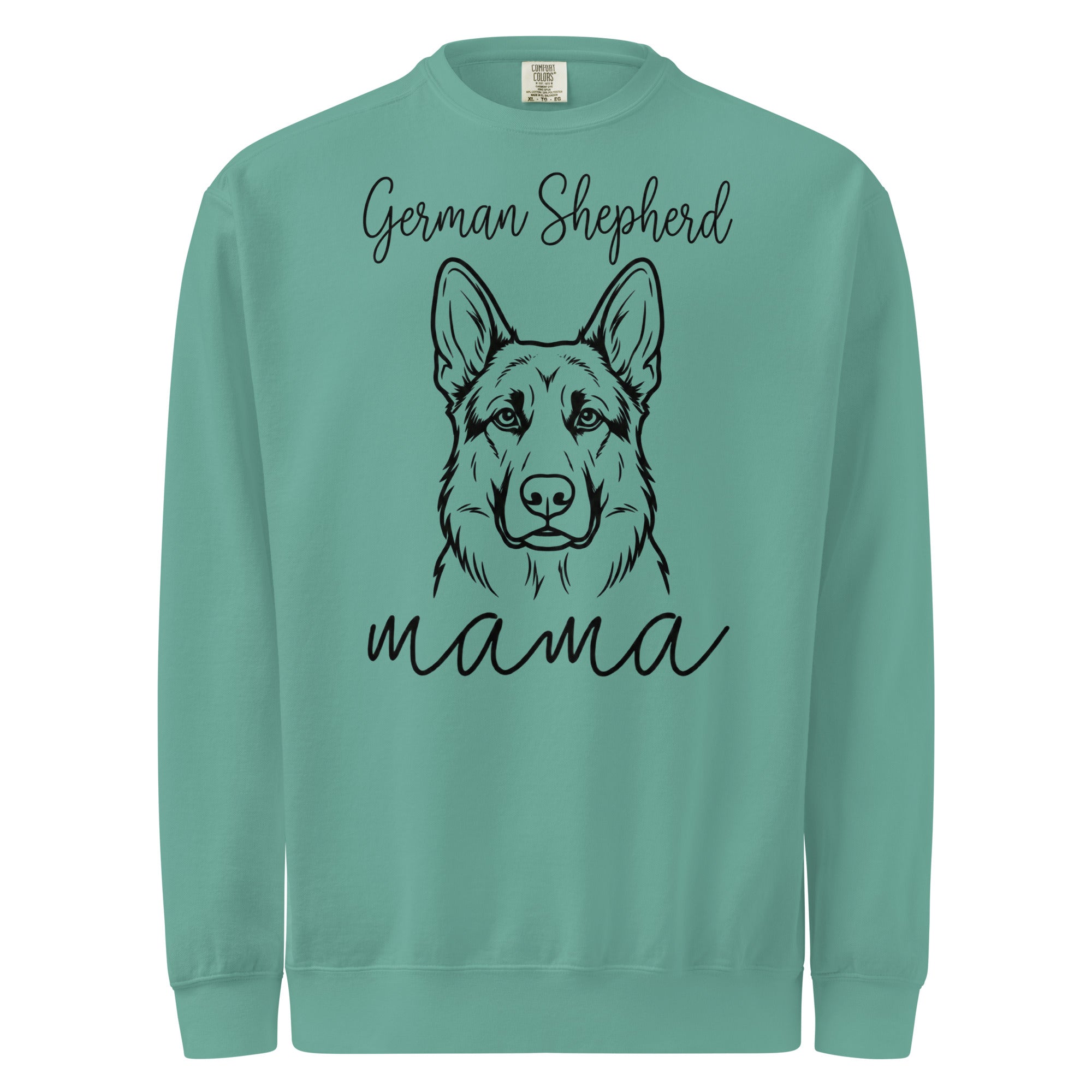 German Shepherd Mama Mode Garment-dyed Sweatshirt . Seafoam