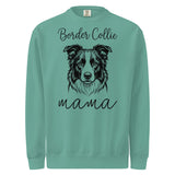 Border Collie Mama Mode Garment-dyed Sweatshirt . Seafoam
