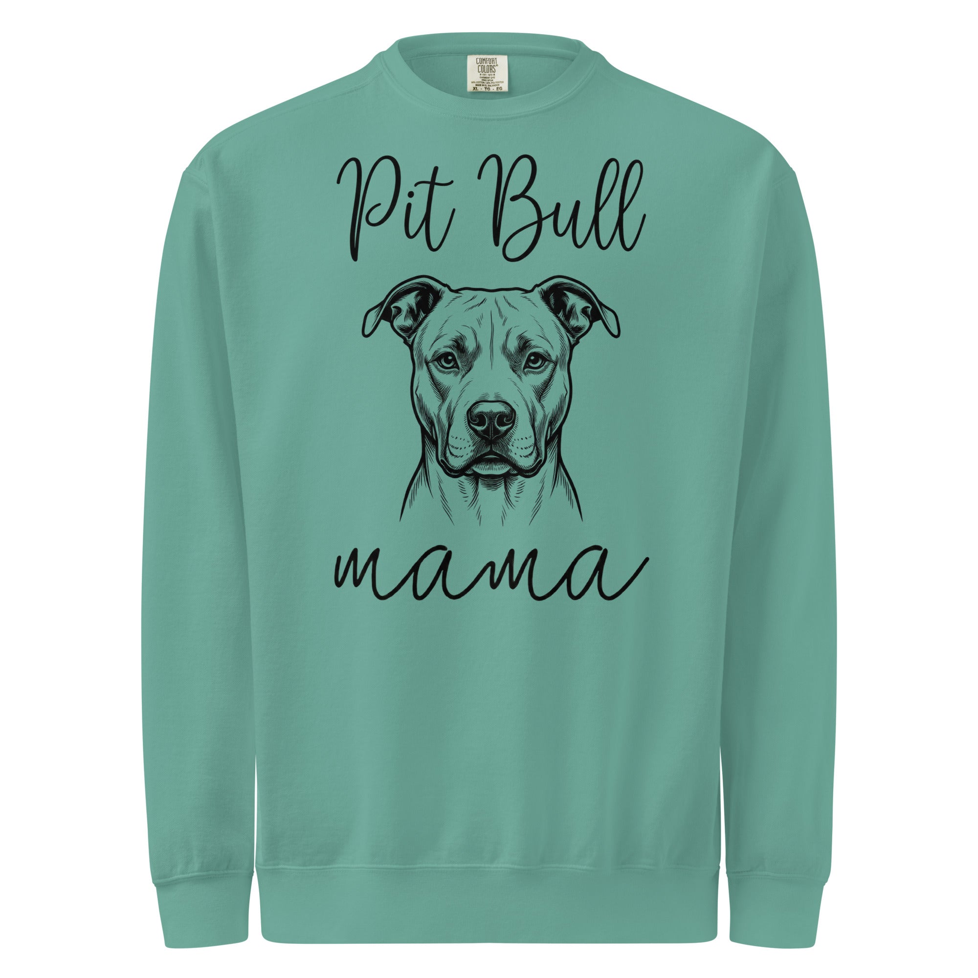 Pit Bull Mama Mode Garment-dyed Sweatshirt . Seafoam