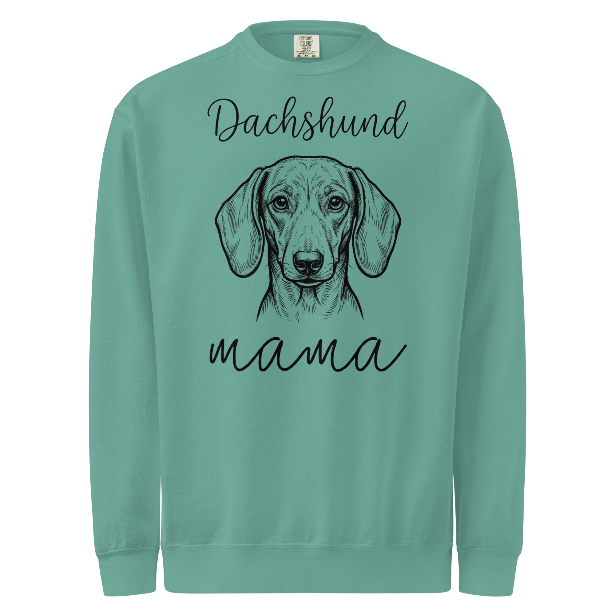 Dachshund Mama Mode Garment-dyed Sweatshirt . Seafoam