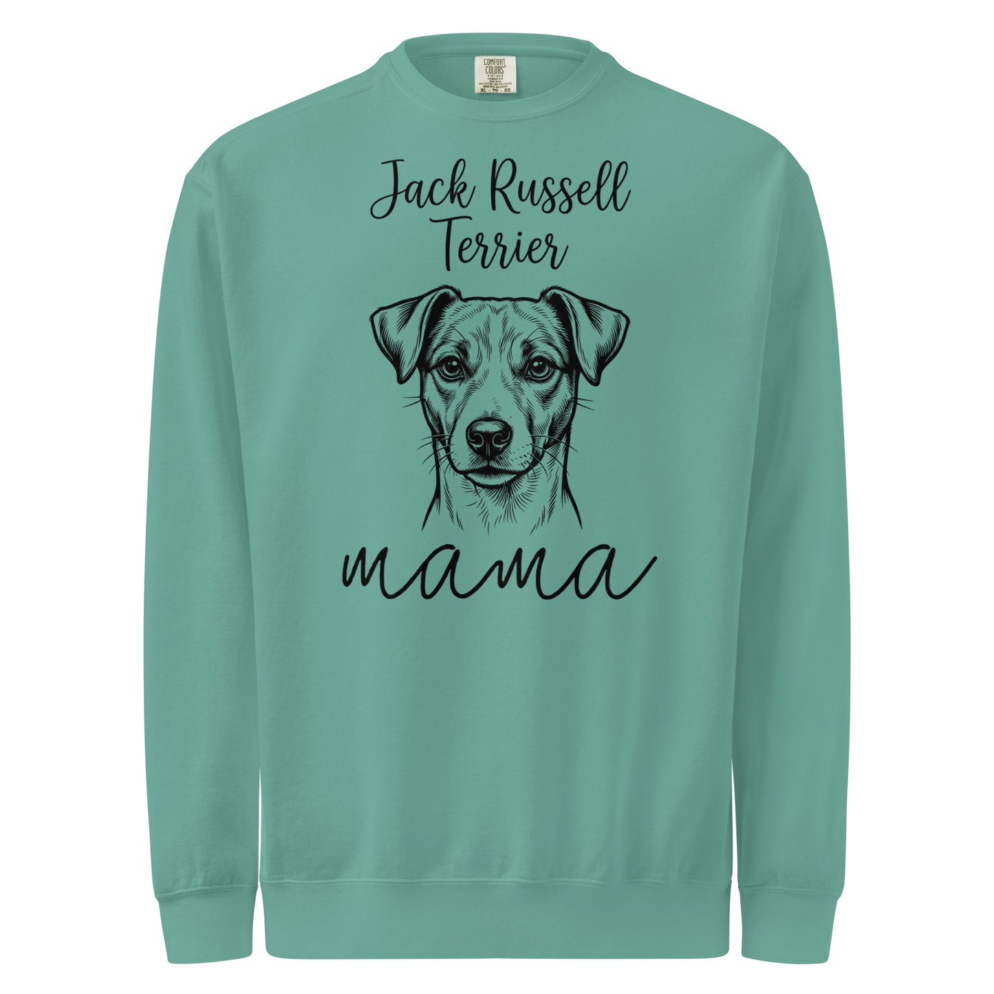 Jack Russell Terrier Mama Mode Garment-dyed Sweatshirt . Seafoam