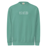 Just A Girl Who Loves Her German Shepherd GSD Garment-dyed Sweatshirt . Seafoam