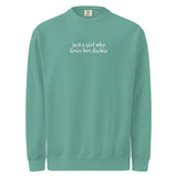 Just A Girl Who Loves Her Dashie Garment-dyed Sweatshirt . Seafoam