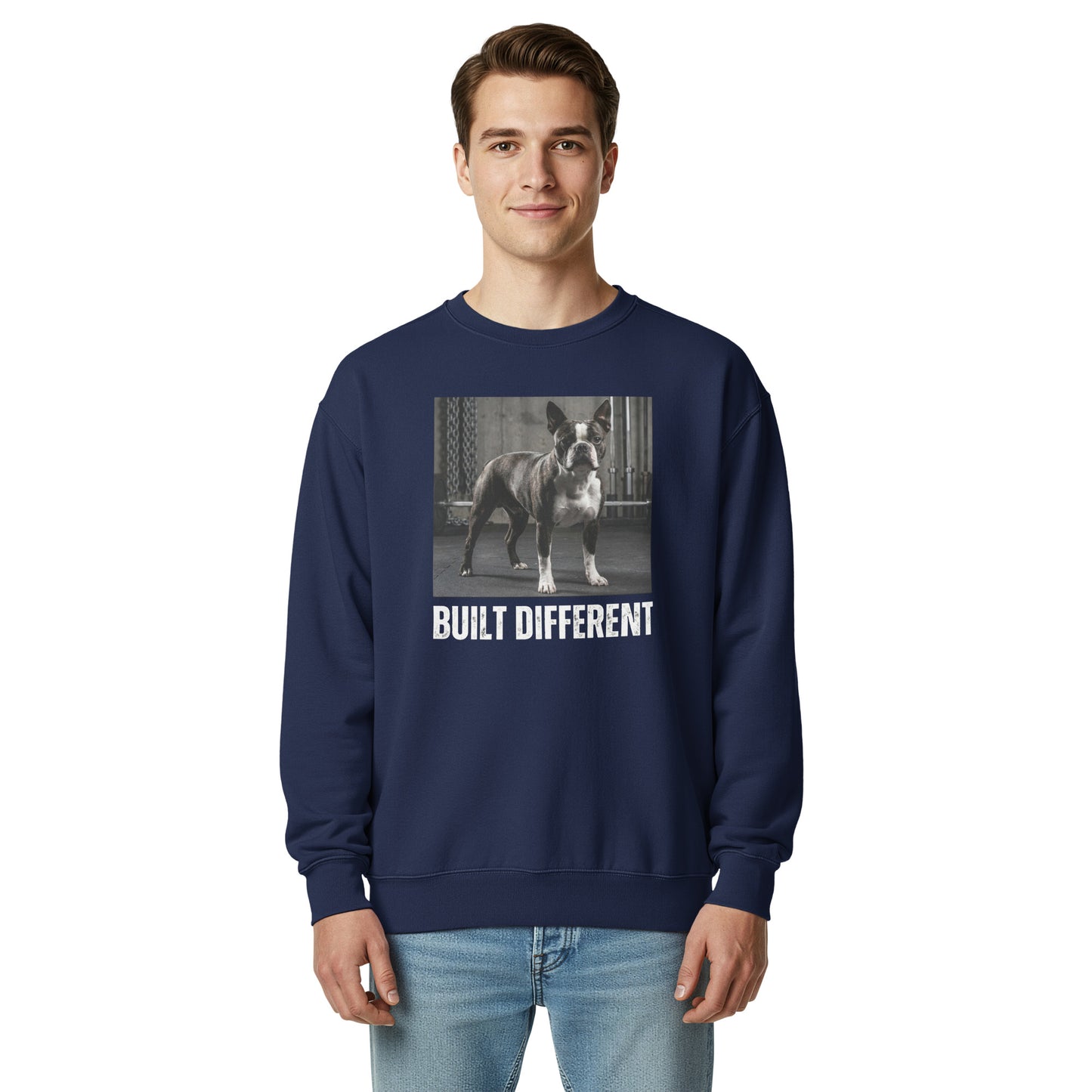 Built Different Strong Boston Terrier Dog Gym Workout Unisex Garment-dyed Sweatshirt .