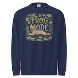Frog Mode French Bulldog Unisex Garment-dyed Sweatshirt . True Navy