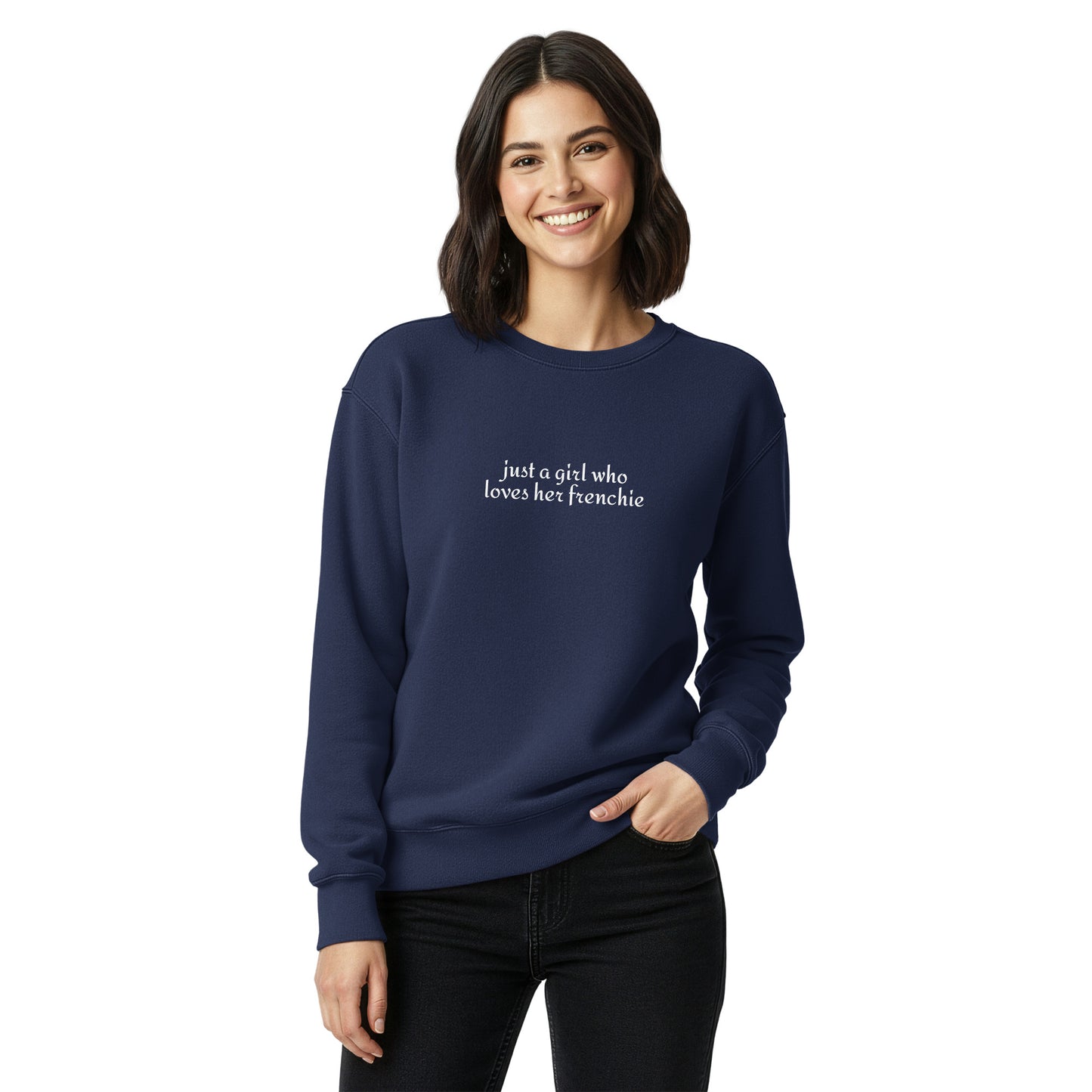 Just A Girl Who Loves Her FrenchieUnisex Garment-dyed Sweatshirt .