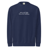 Just A Girl Who Loves Her Bulldog Unisex Garment-dyed Sweatshirt . True Navy