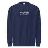 Just A Girl Who Loves Her German Shepherd GSD Garment-dyed Sweatshirt . True Navy