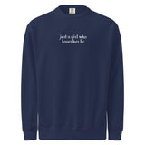 Just A Girl Who Loves Her Border Collie BC Garment-dyed Sweatshirt . True Navy