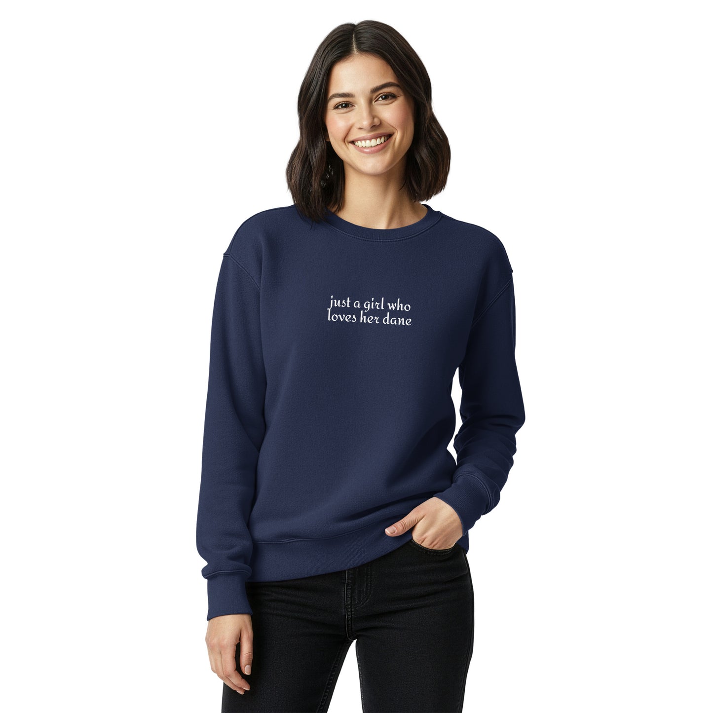 Just A Girl Who Loves Her Dane Garment-dyed Sweatshirt .