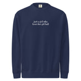 Just A Girl Who Loves Her Pit Bull Garment-dyed Sweatshirt . True Navy