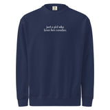 Just A Girl Who Loves Her Cavalier King Charles Spaniel Garment-dyed Sweatshirt . True Navy