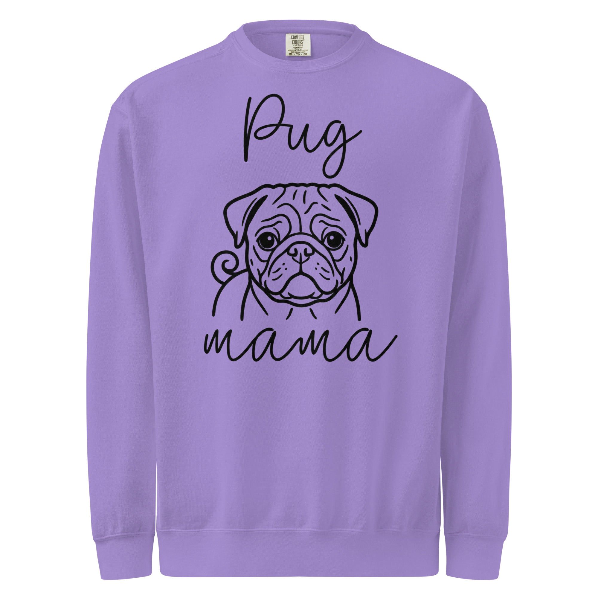 Pug Mama Mode Garment-dyed Sweatshirt . Violet