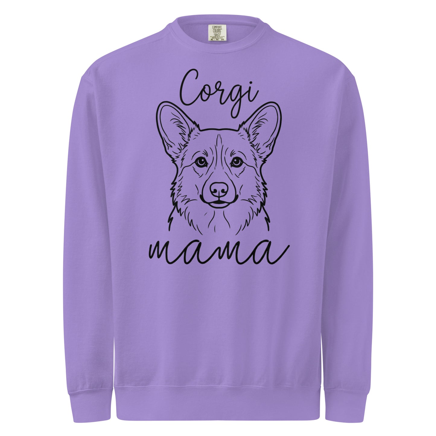 Corgi Mama Mode Garment-dyed Sweatshirt . Violet