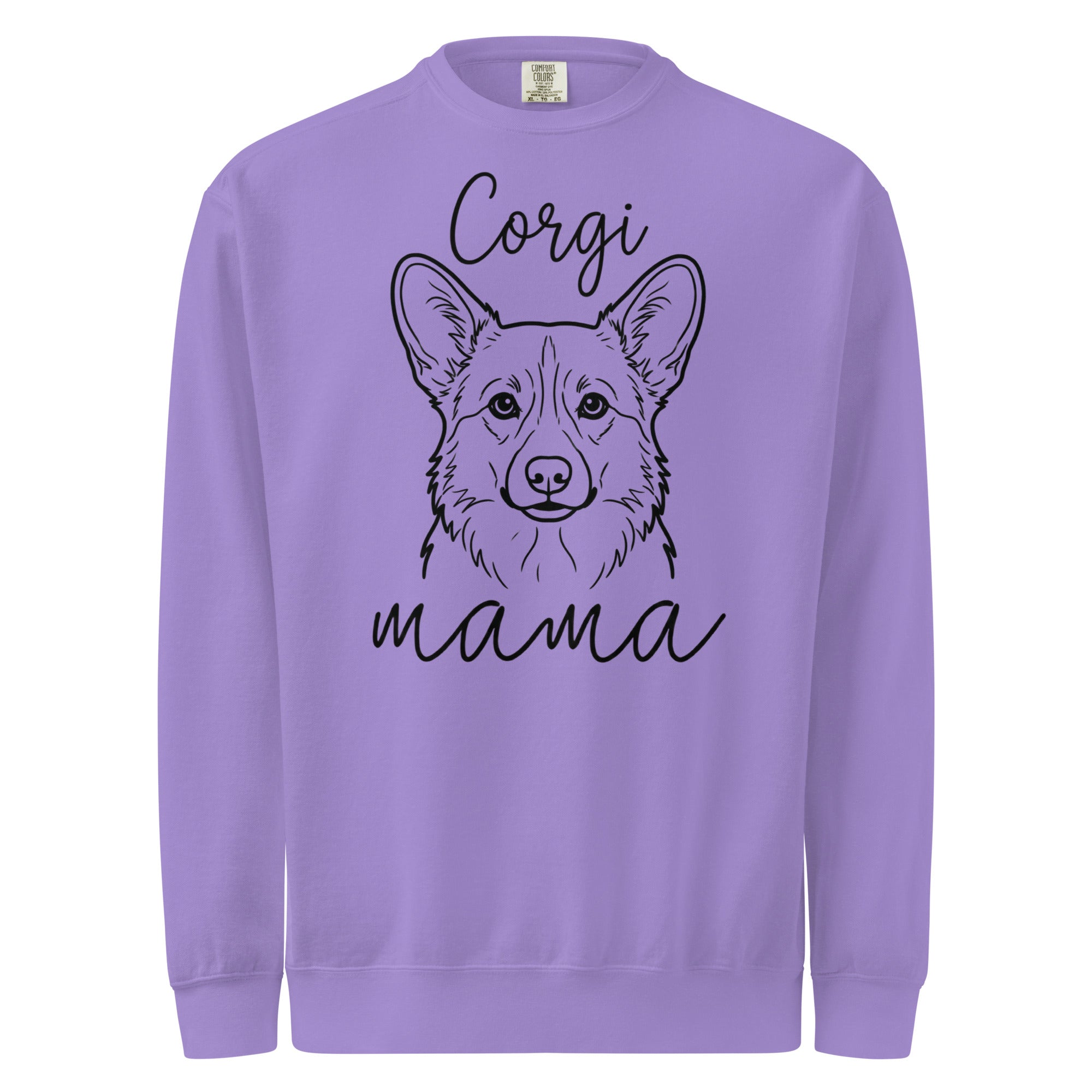 Corgi Mama Mode Garment-dyed Sweatshirt . Violet