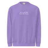 Just A Girl Who Loves Her Boxer Garment-dyed Sweatshirt . Violet
