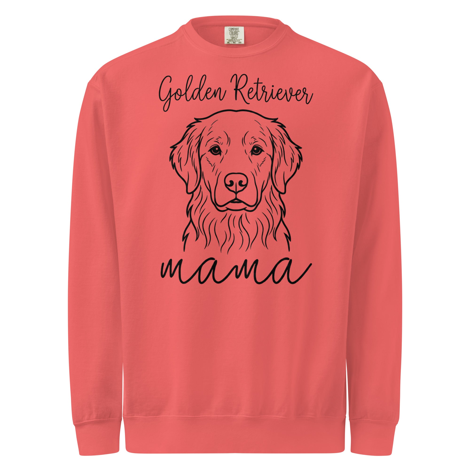 Golden Retriever Mama Mode Garment-dyed Sweatshirt . Watermelon