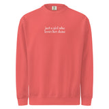 Just A Girl Who Loves Her Dane Garment-dyed Sweatshirt . Watermelon