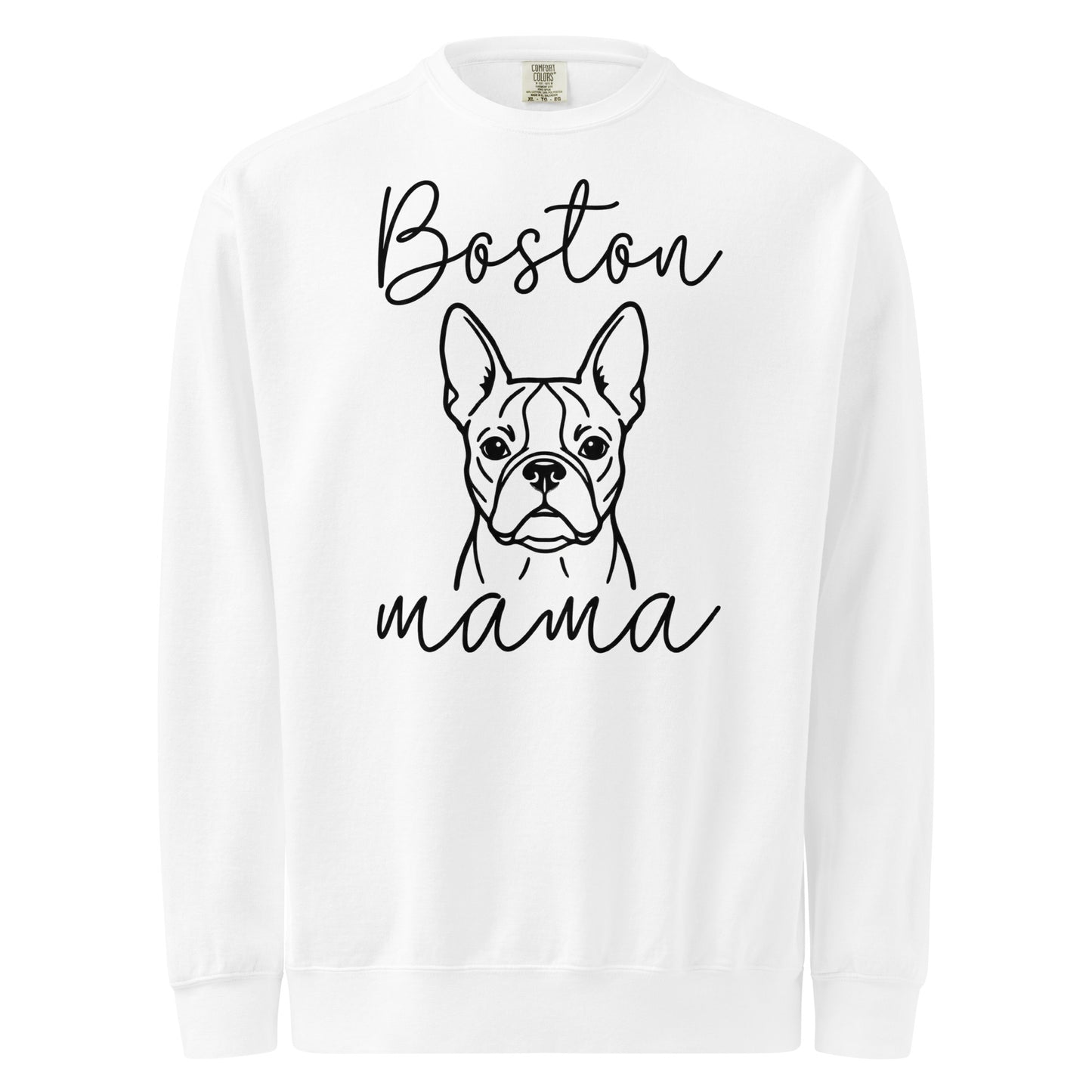 Boston Mama Mode Garment-Dyed Sweatshirt . White