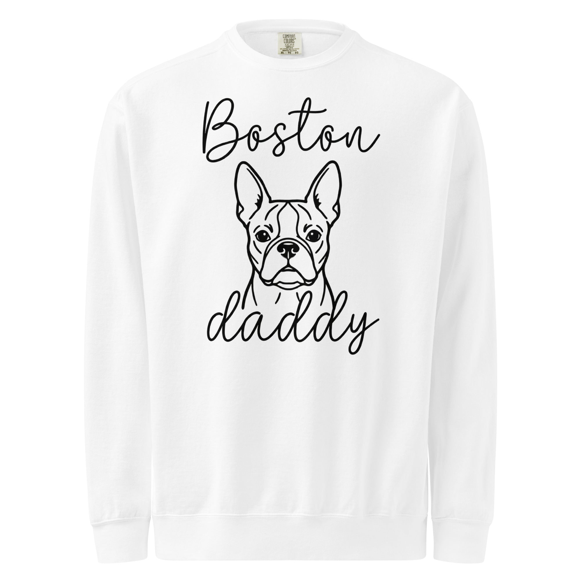 Boston Daddy Mode Garment-Dyed Sweatshirt . White