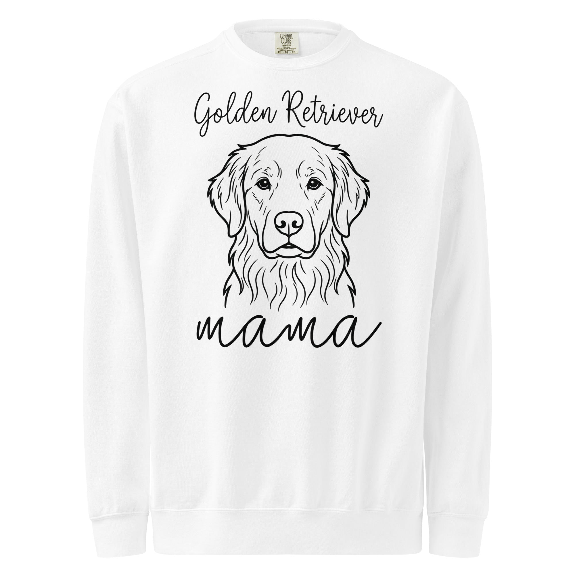 Golden Retriever Mama Mode Garment-dyed Sweatshirt . White
