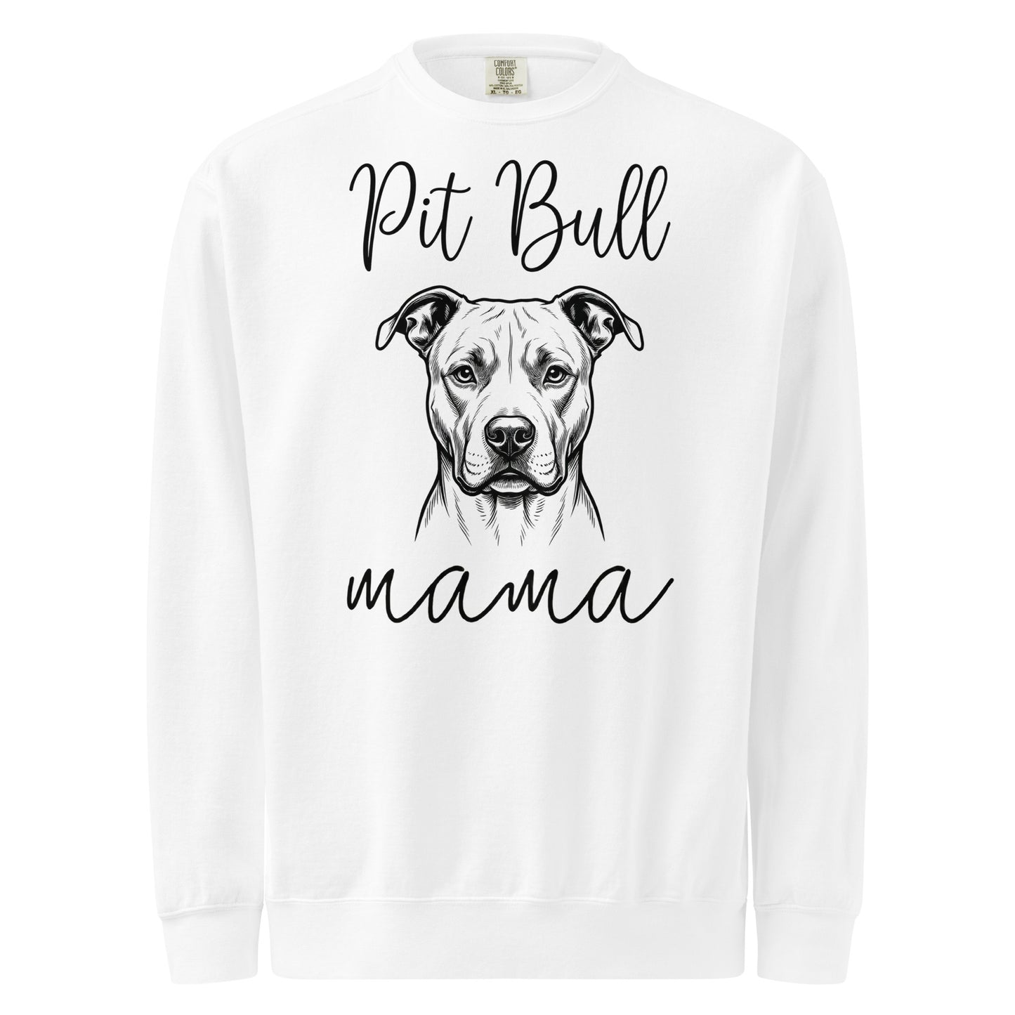 Pit Bull Mama Mode Garment-dyed Sweatshirt . White