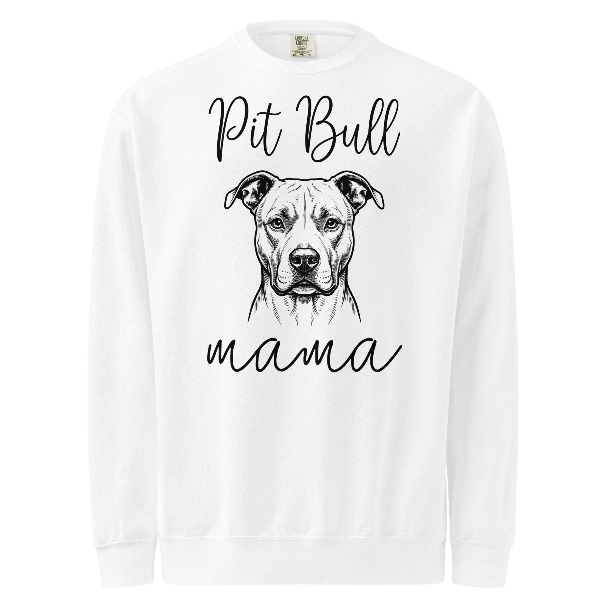 Pit Bull Mama Mode Garment-dyed Sweatshirt . White