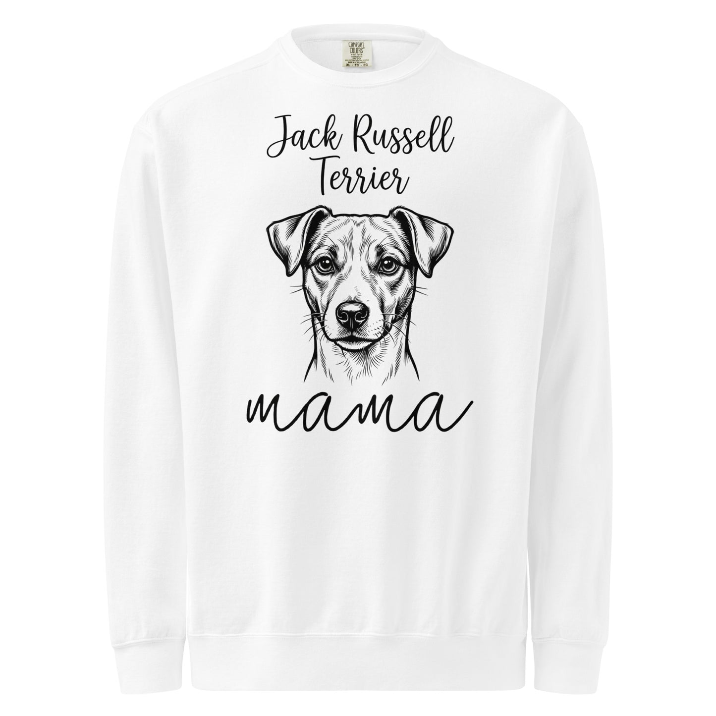 Jack Russell Terrier Mama Mode Garment-dyed Sweatshirt . White