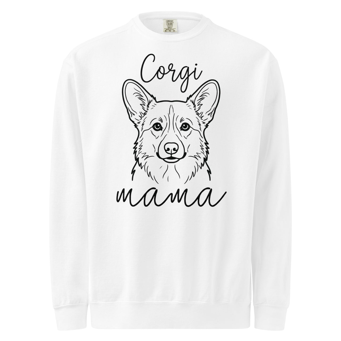 Corgi Mama Mode Garment-dyed Sweatshirt . White