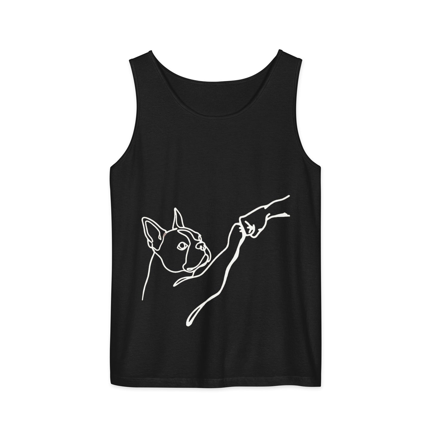Dog Fist Bump Unisex Garment-Dyed Tank Top . Black