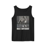 Built Different Strong Boston Terrier Dog Gym Workout Unisex Garment-dyed Tank Top . Black