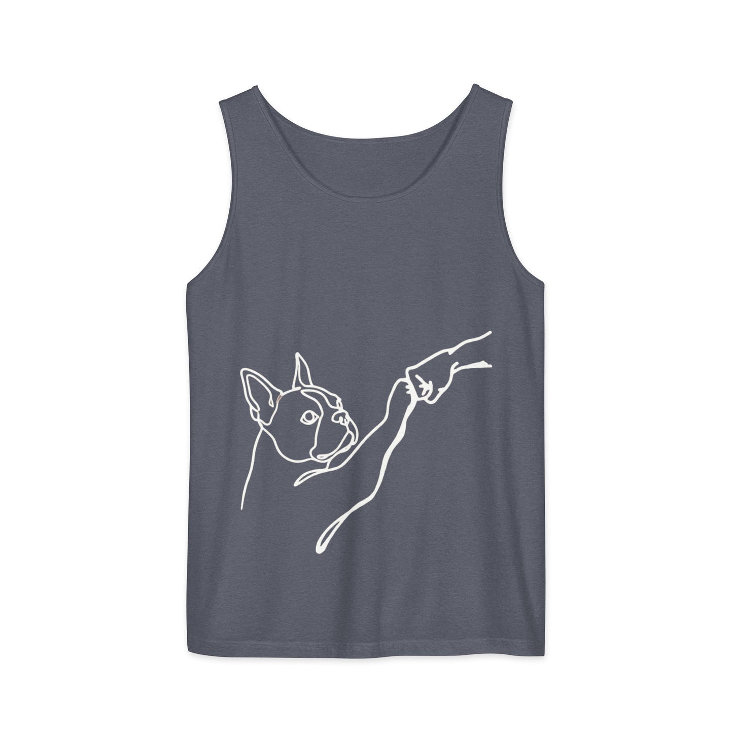 Dog Fist Bump Unisex Garment-Dyed Tank Top . Denim