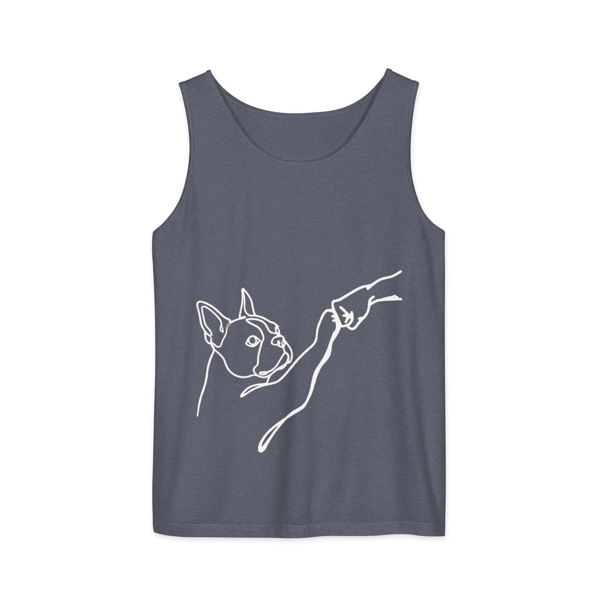 Dog Fist Bump Unisex Garment-Dyed Tank Top . Denim