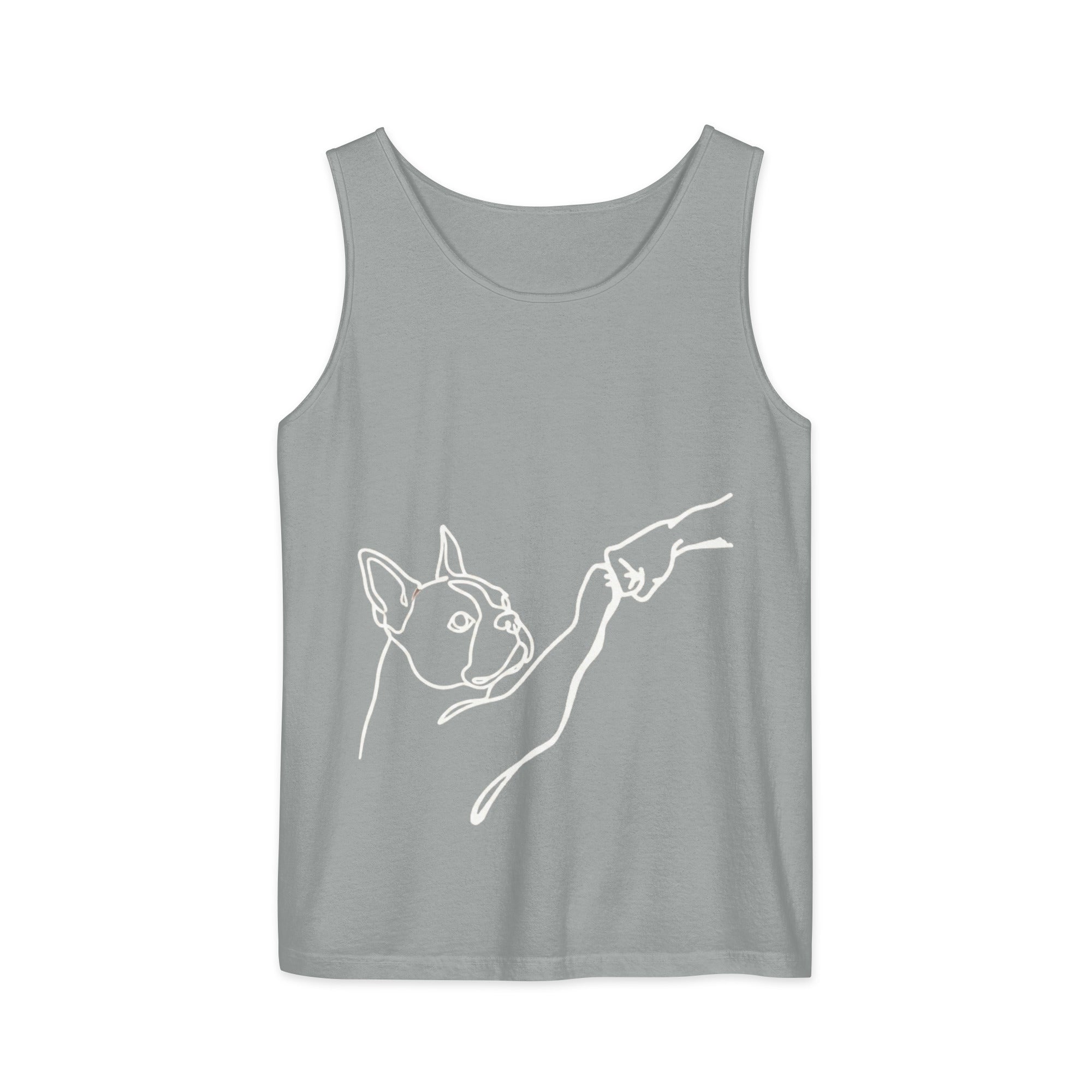 Dog Fist Bump Unisex Garment-Dyed Tank Top . Granite