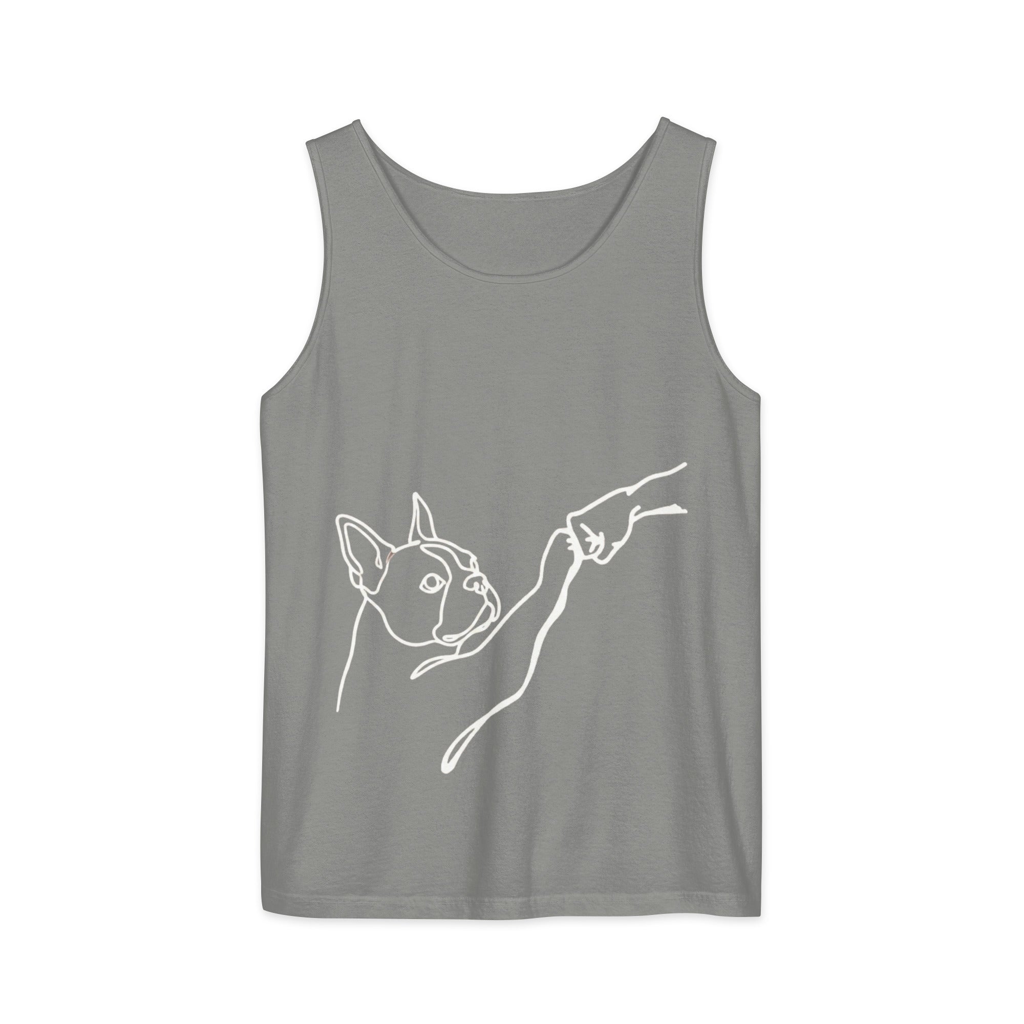 Dog Fist Bump Unisex Garment-Dyed Tank Top . Grey