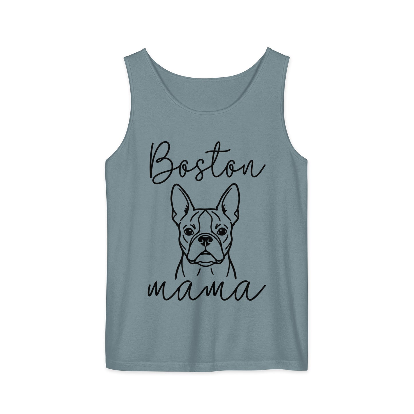 Boston Mama Mode Garment-Dyed Tank Top . Ice Blue