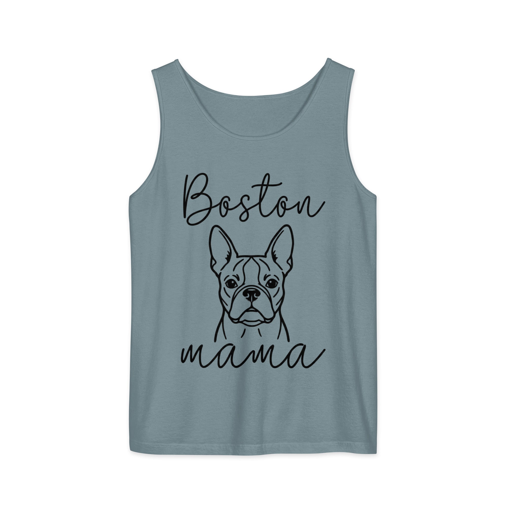 Boston Mama Mode Garment-Dyed Tank Top . Ice Blue
