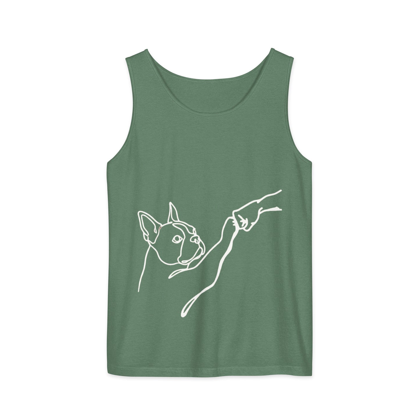 Dog Fist Bump Unisex Garment-Dyed Tank Top . Light Green