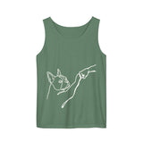 Dog Fist Bump Unisex Garment-Dyed Tank Top . Light Green