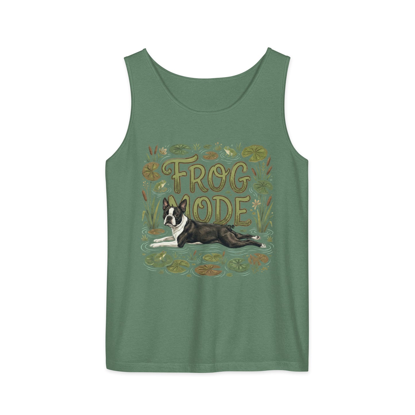 Frog Mode Boston Terrier Dog Unisex Garment-dyed Tank Top . Light Green
