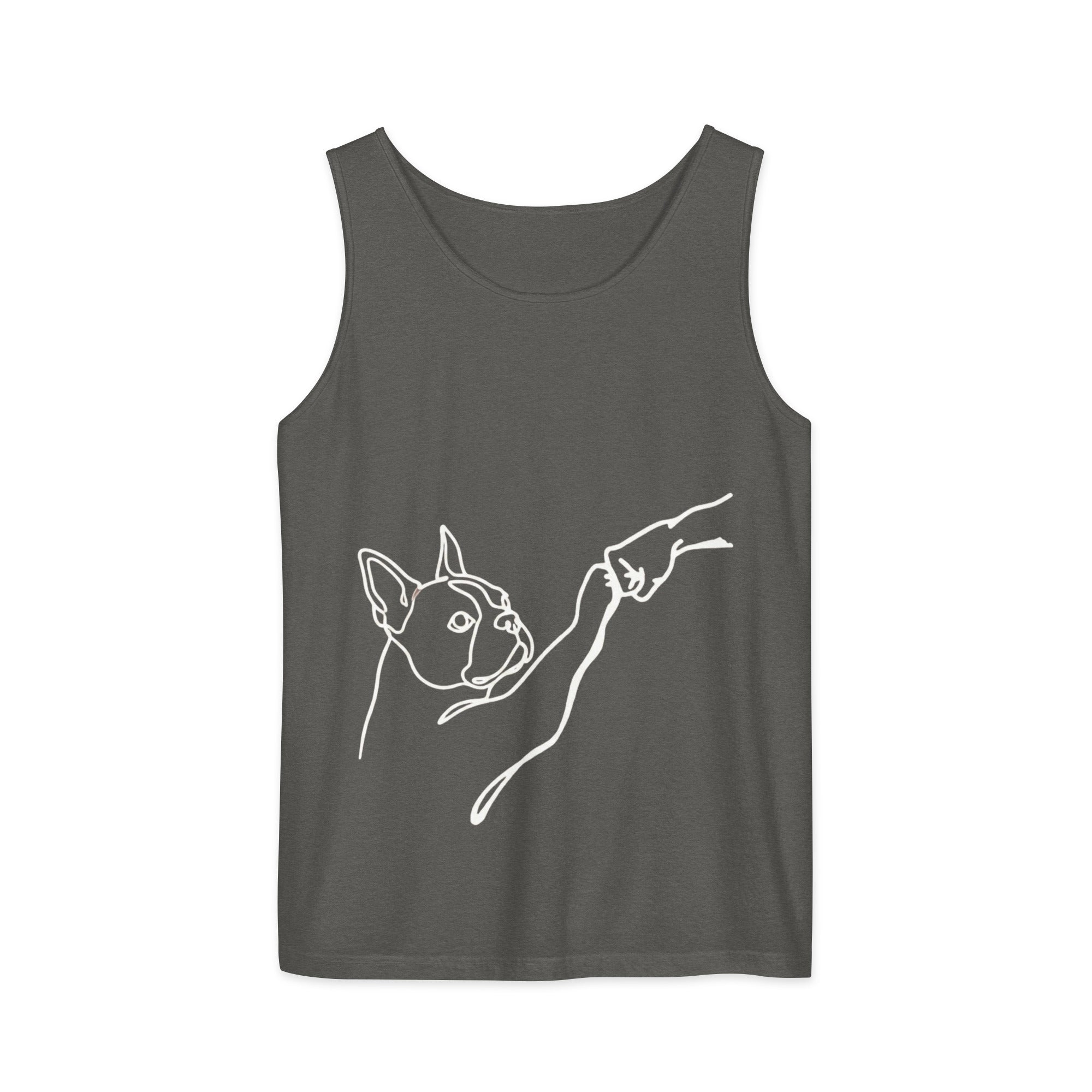 Dog Fist Bump Unisex Garment-Dyed Tank Top . Pepper