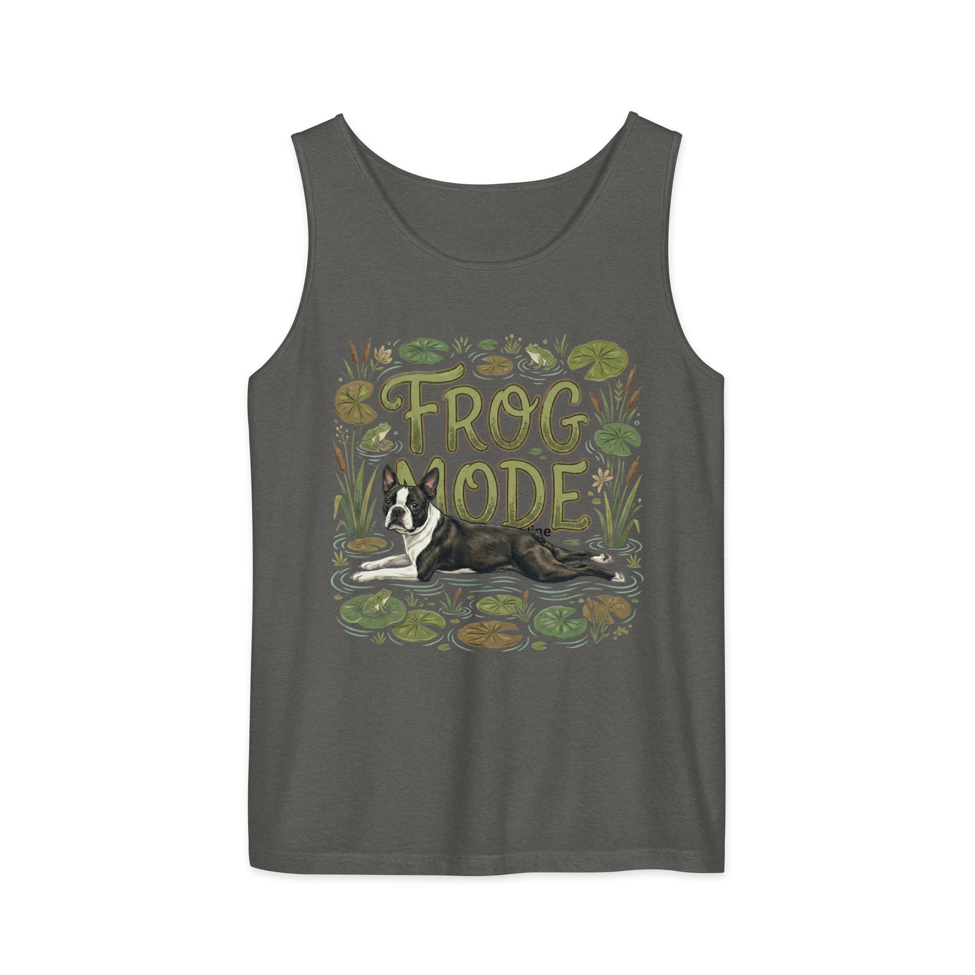 Frog Mode Boston Terrier Dog Unisex Garment-dyed Tank Top . Pepper