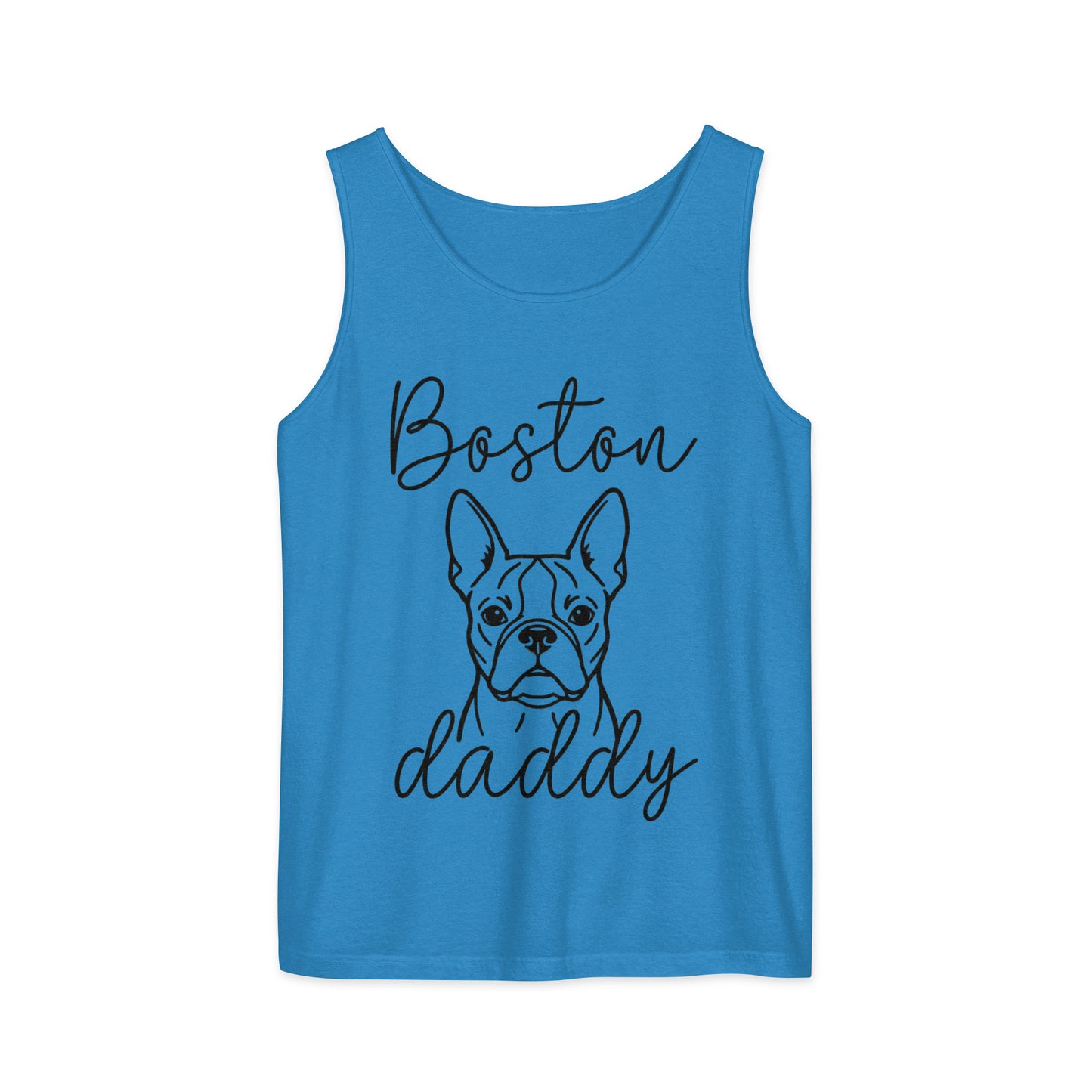 Boston Daddy Mode Garment-Dyed Tank Top . Royal Caribe