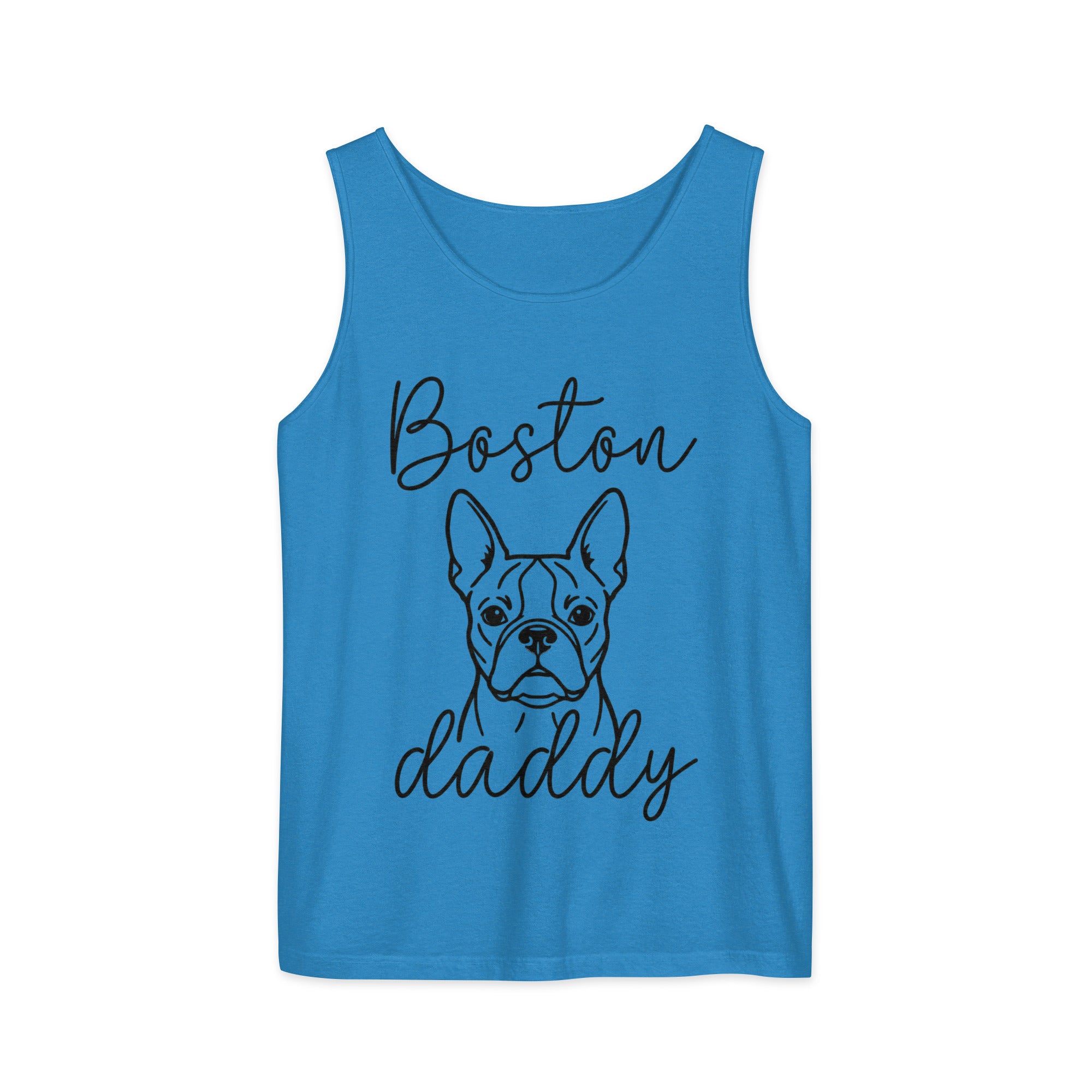 Boston Daddy Mode Garment-Dyed Tank Top . Royal Caribe