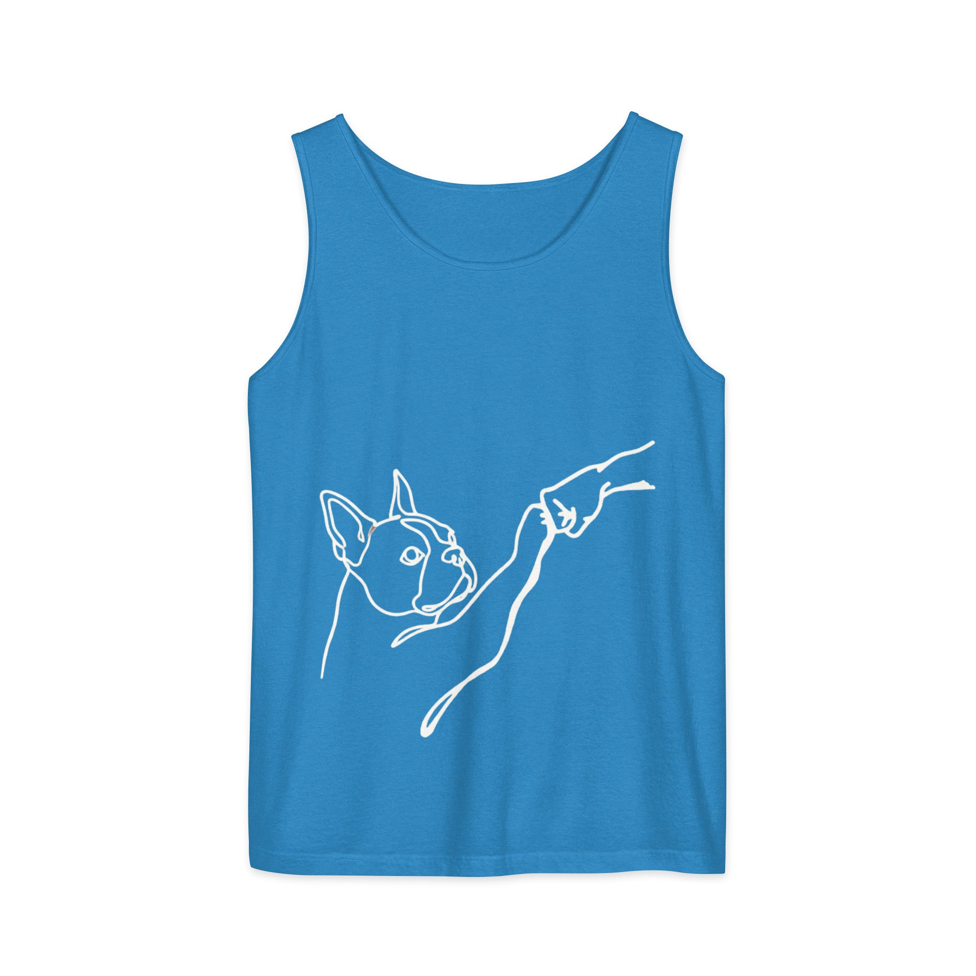 Dog Fist Bump Unisex Garment-Dyed Tank Top . Royal Caribe