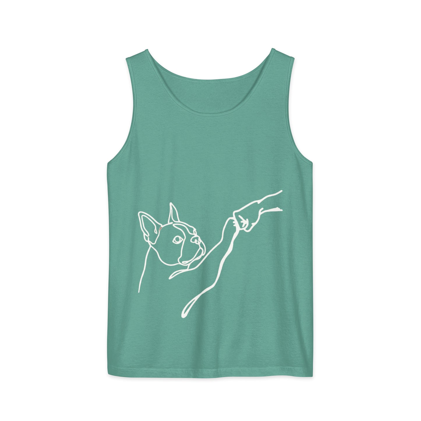 Dog Fist Bump Unisex Garment-Dyed Tank Top . Seafoam