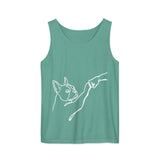 Dog Fist Bump Unisex Garment-Dyed Tank Top . Seafoam