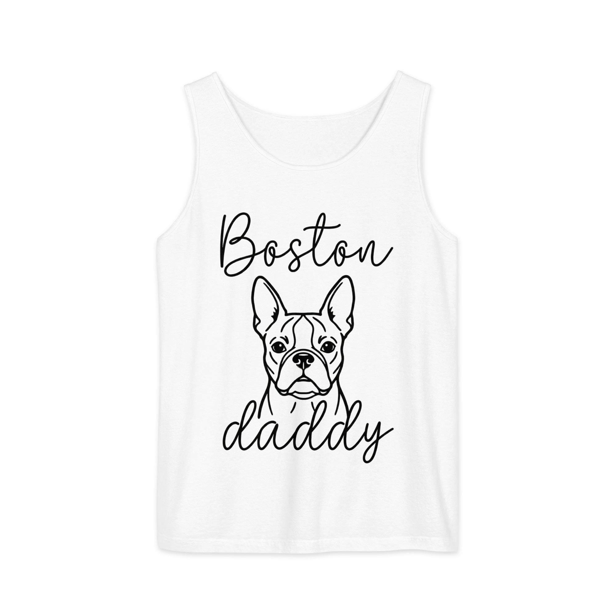 Boston Daddy Mode Garment-Dyed Tank Top . White