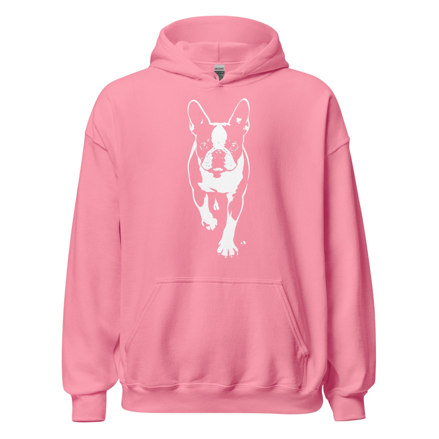 Boston Terrier Stencil Graphic – Minimalist Dog Lover Unisex Hoodie . Azalea
