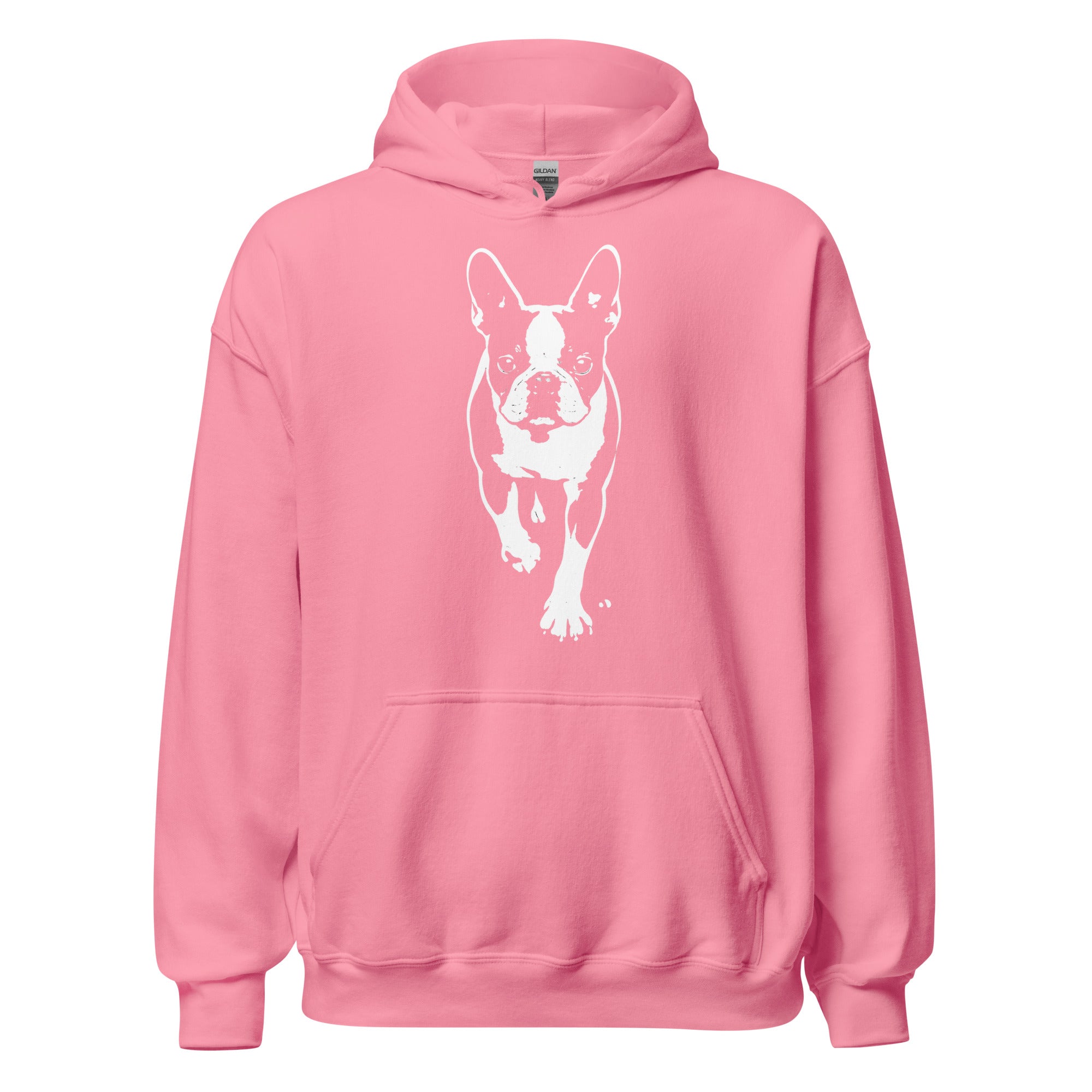 Boston Terrier Stencil Graphic – Minimalist Dog Lover Unisex Hoodie . Azalea